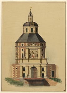 216170 Opstand van de buitenzijde van de Wittevrouwenpoort te Utrecht.